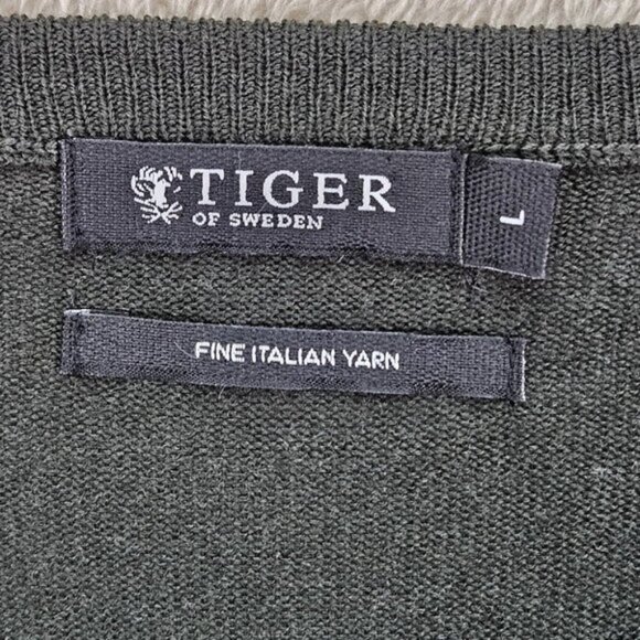 Tiger Of Sweden Fine Italian Yarn Sweater Mens Size L Green Pullover Long Sleeve - Picture 6 of 10